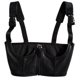 POSTER GIRL Black Faux Leather Under Bust Corset Size XS